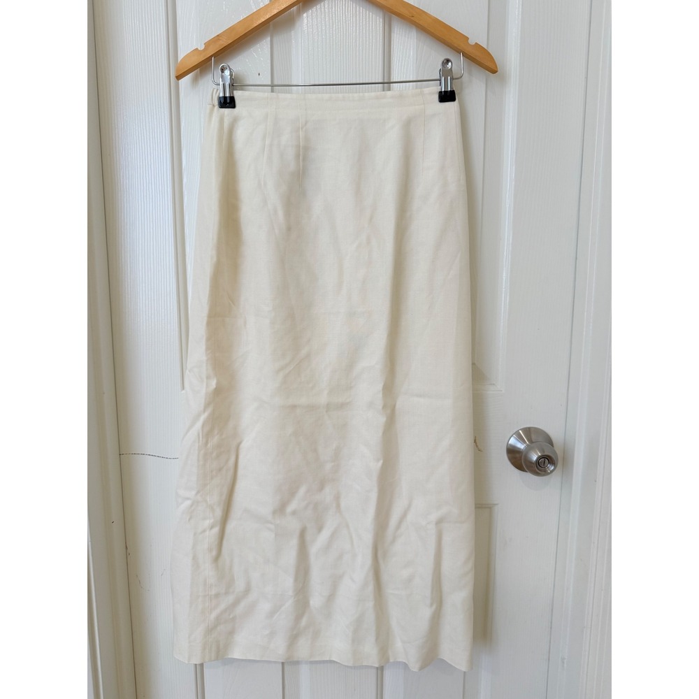 Talbots Petites White Linen Blend Maxi Skirt Size 6P Italian Fabric NWT - Picture 8 of 12
